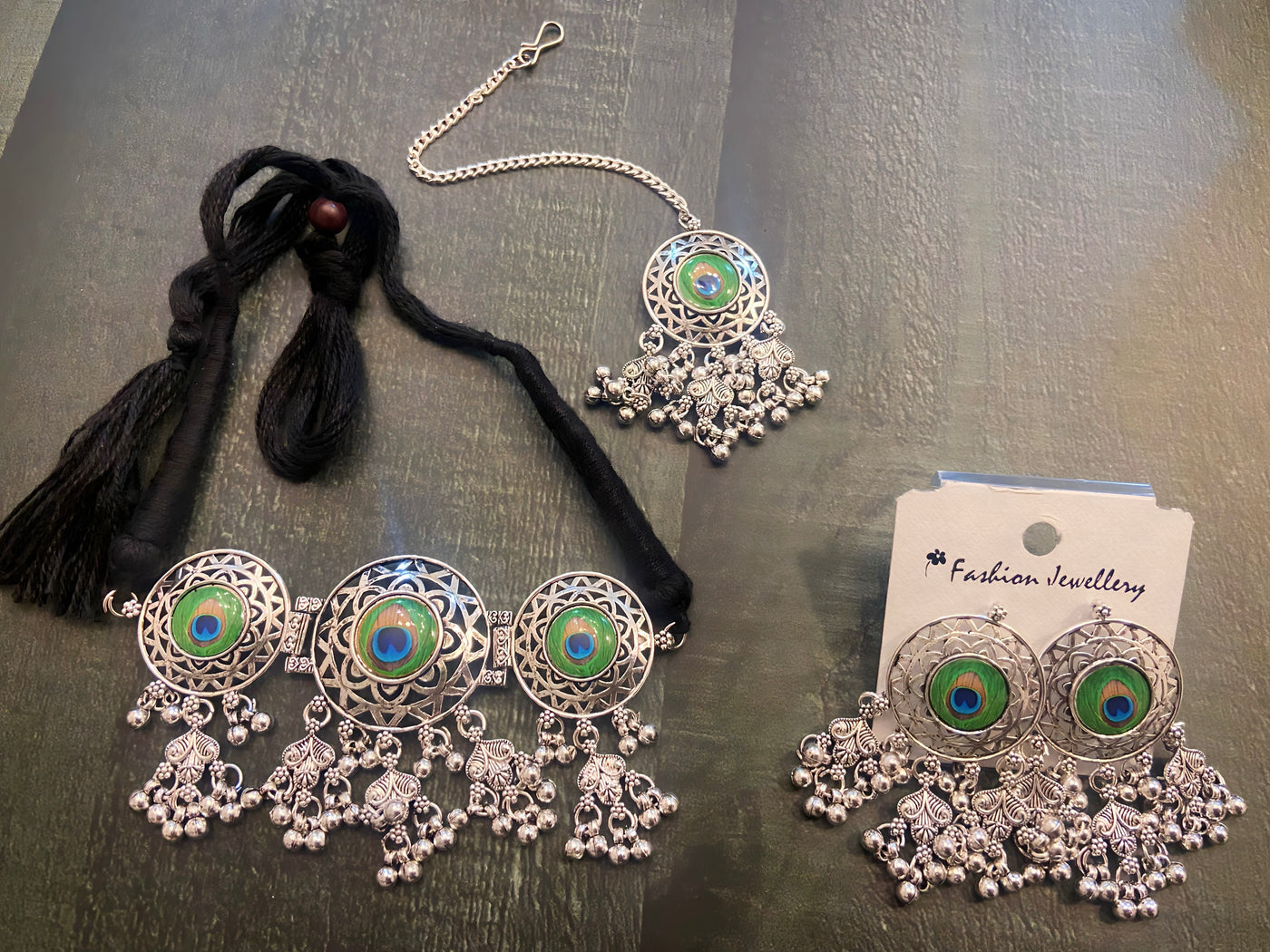 Morpankh - Oxidised Jewellery Set