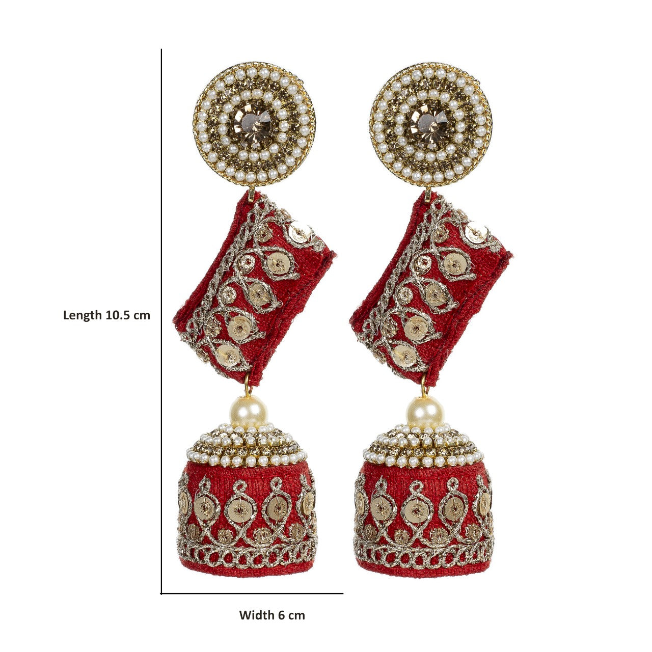 Zainab - Zardosi work Jumkha Earrings