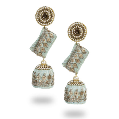 Zainab - Zardosi work Jumkha Earrings