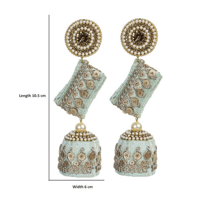 Zainab - Zardosi work Jumkha Earrings