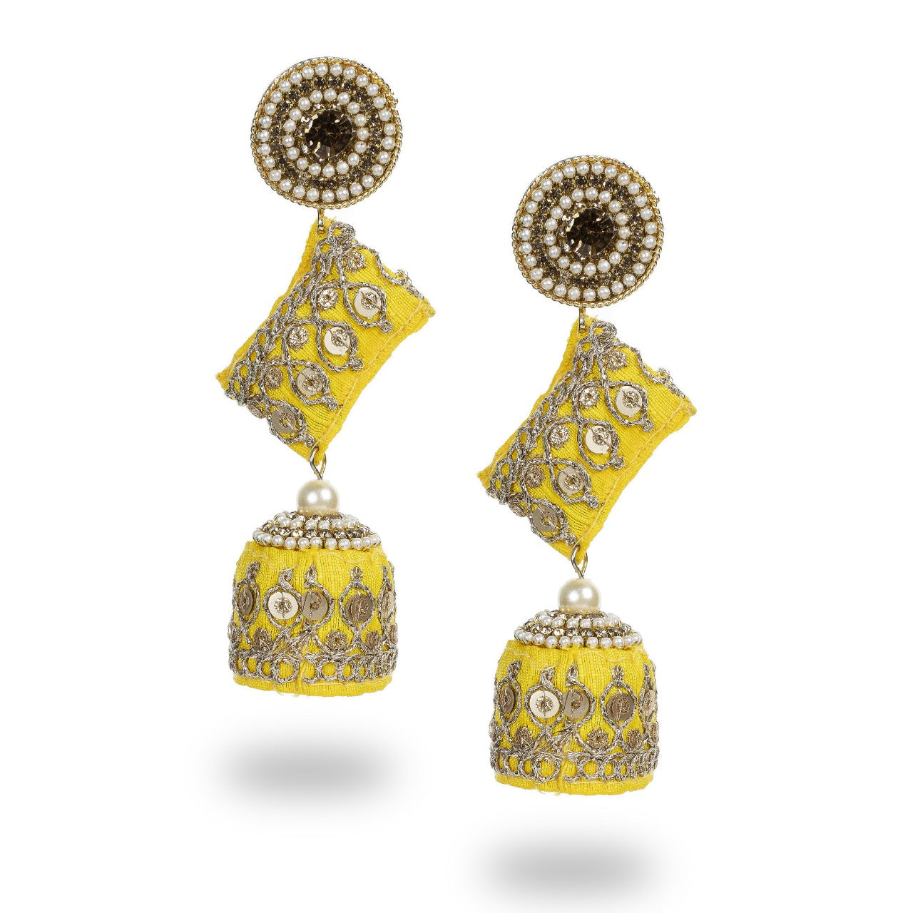 Zainab - Zardosi work Jumkha Earrings