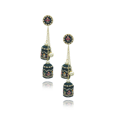 Ranjish - Classy Double Jumkha Earrings