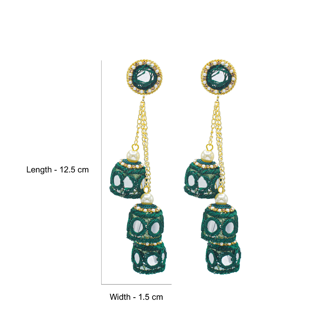 Arz - Colourful & Long Triple Jumkhi Earrings