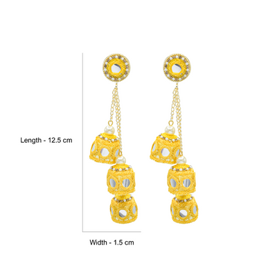 Arz - Colourful & Long Triple Jumkhi Earrings