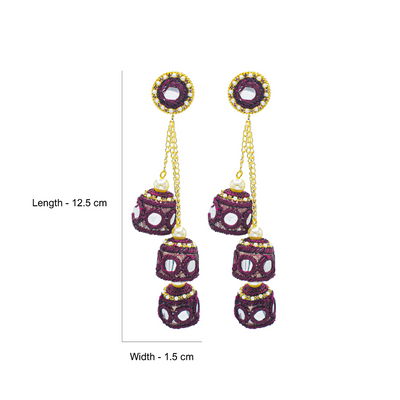 Arz - Colourful & Long Triple Jumkhi Earrings