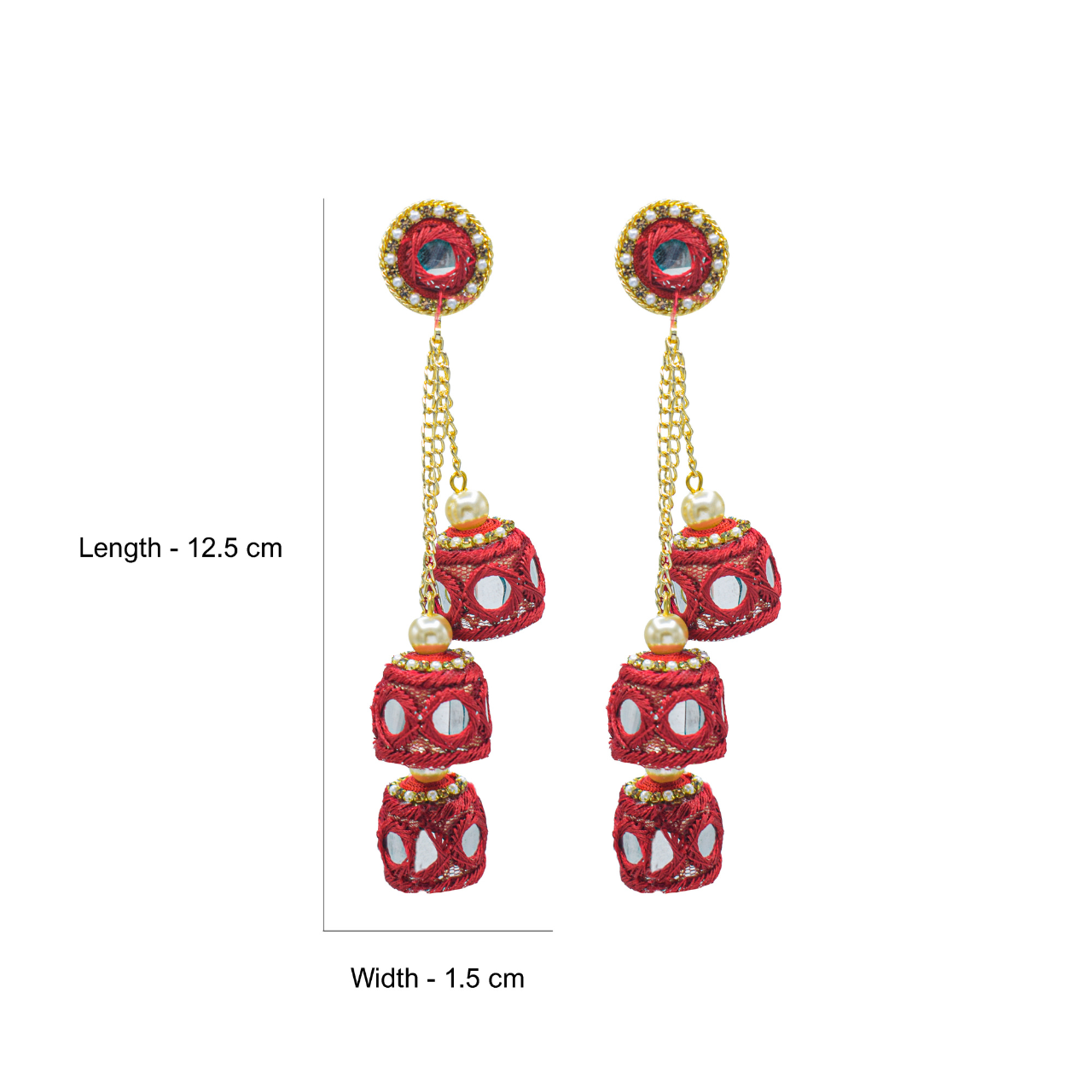 Arz - Colourful & Long Triple Jumkhi Earrings