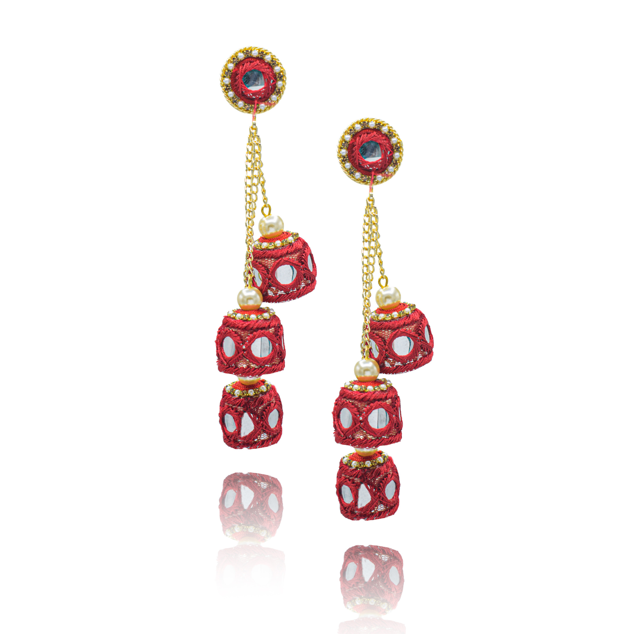 Arz - Colourful & Long Triple Jumkhi Earrings